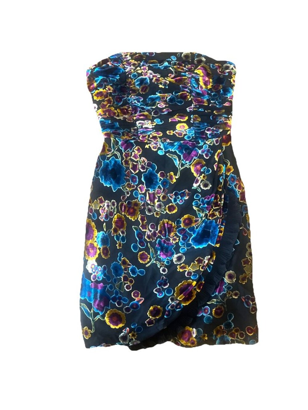 Juicy Couture Y2K Burnout Velvet Formal Silk Mini Bustier Dress Sz 4 $348 Ruffle